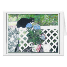 CAT AND FLOWER GREETING CARD