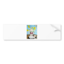 Cat and Flowers Bumper Stickers