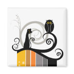 Cat and Owl Original Design Magnet