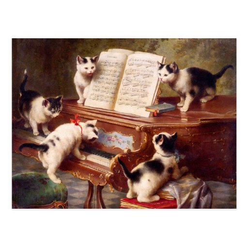 Cat Art: The Kitten's Recital Post Card