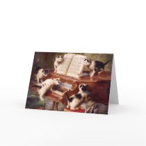 Cat Art: Vintage Art Print: The Kitten's Recital Greeting Card
