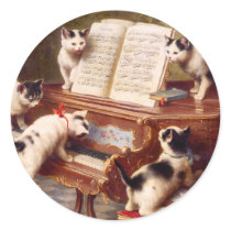 Cat Art: Vintage Art Print: The Kitten's Recital Stickers