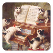 Cat Art: Vintage Art Print: The Kitten's Recital Stickers
