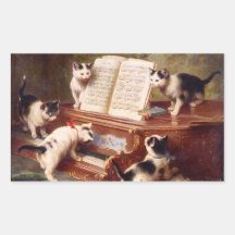 Cat Art: Vintage Art Print: The Kitten's Recital Stickers