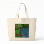 cat at the pond tote bag
