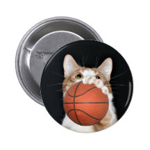 Cat basketball pinback buttons