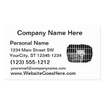 Cat behind bars with mouth open mean kitty business card templates