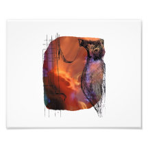Cat Behind Bass Merged Singer Picture Sketch Photo Print