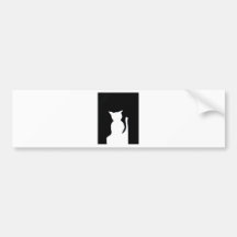 Cat - Black and White Cat Silhouette Art Decor Bumper Sticker