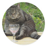 Cat 'Bram' on the table with a wine glass Sticker