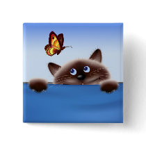Cat & Butterfly Pinback Buttons