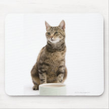 Cat by bowl mousepad