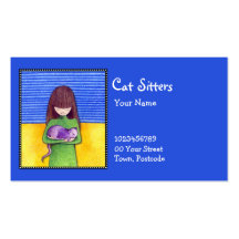 Cat Cuddle blue Business Card