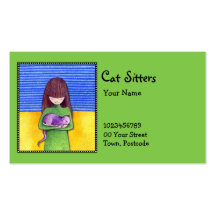 Cat Cuddle green Business Card
