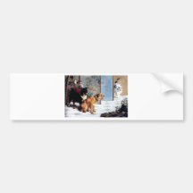 Cat DOGS Playful friends painting relationship Bumper Sticker