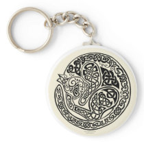 Cat Dreams Celtic Black Ivory Keychain
