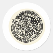 Cat Dreams Celtic Black Ivory Round Sticker