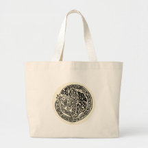 Cat Dreams Celtic Black Ivory Tote Bags