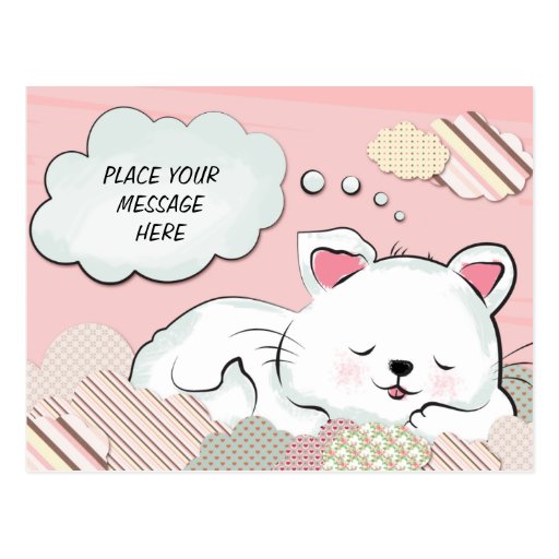 Cat Dreams with textures painted clouds Card Postcard