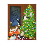 Cat Family Christmas Wrapped Canvas Canvas Print