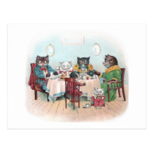 Cat Family Sits Down to Breakfast Post Cards