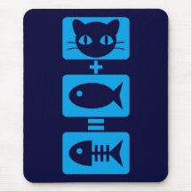 Cat + Fish = Bone Mouse Pads