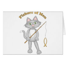 Cat fishers greeting cards