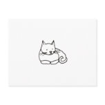 Cat - fun kitty ink line drawing art symbol logo post card