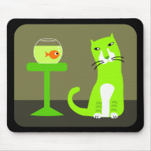 Cat & Goldfish Mousepad