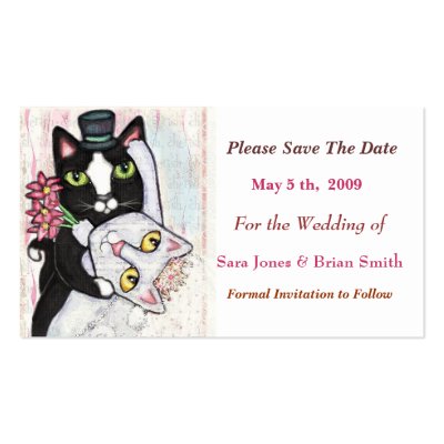 Cat Groom & Bride Save The Date Wedding Card Business Cards by jamiecreates1