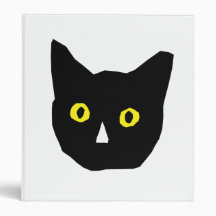cat head black yellow eyes cartoon 3 ring binder