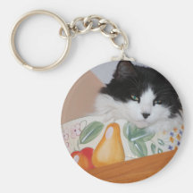 Cat in a Fruit Bowl Key Chains