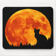 Cat in full orange Moon Mouse Pads