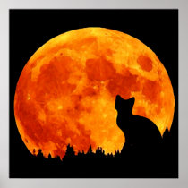Cat in full orange Moon Print