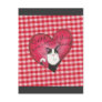 Cat in Heart with red and white gingham background Post Card