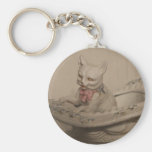 Cat in porcelain - Cat  art Keychain keychains