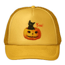Cat in Pumpkin Halloween Hat