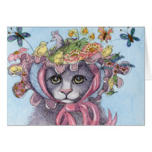Cat in Spring Bonnet Card
