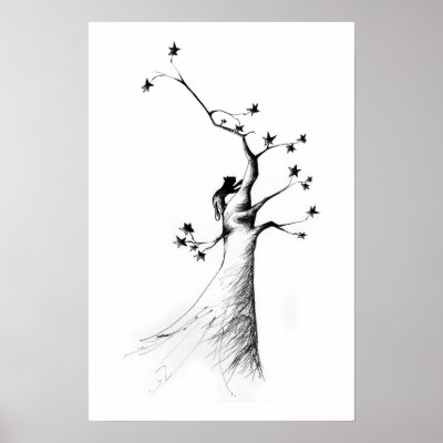 cat in star tree posters by feanne