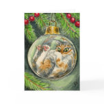 Cat in the Christmas ornament card