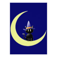 Cat in the Moon Custom Invites