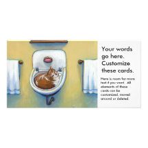 Cat in the sink painting fun happy whimsical art photo card