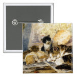 Cat & Kittens asleep in the Artist's Studio Button