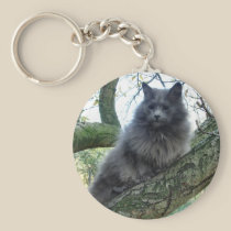 Cat 'Kyra' in a tree keychains