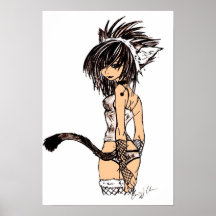 cat lady coloured posters