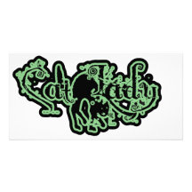 Cat Lady Green Personalized Photo Card
