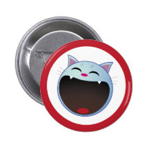 cat laughing pinback button