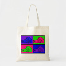 CAT LICKING BUTT POP ART TOTE BAGS