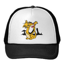 Cat licking tail mesh hats