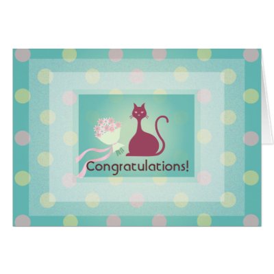 Cat Love Flowers Congratulations Greeting Card by ECInvites